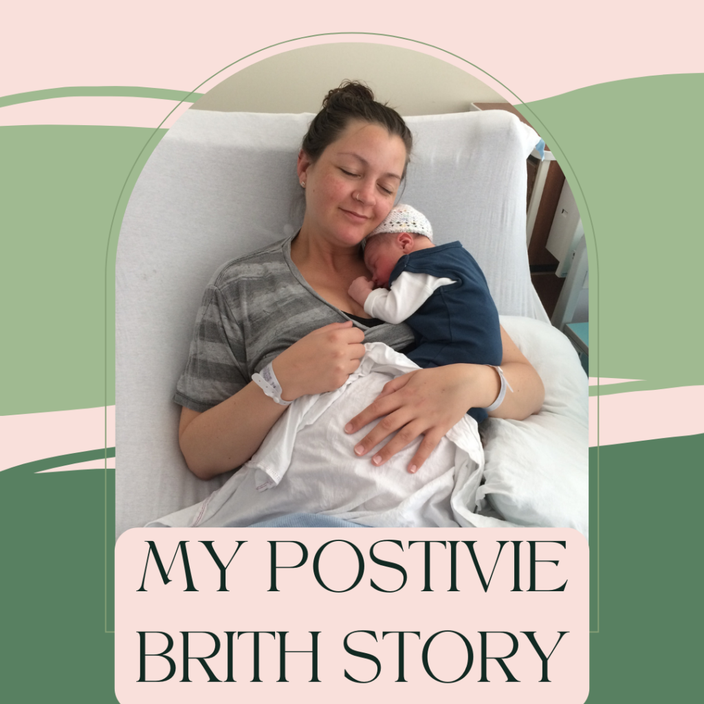Lea holding her newborn baby after her positive hypnobirth